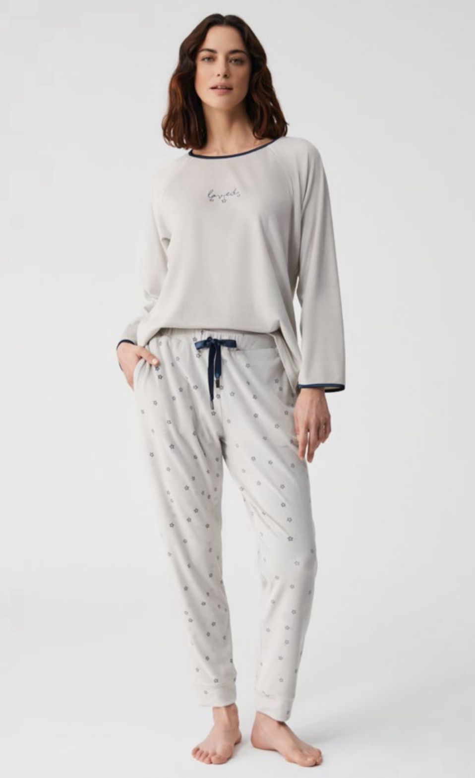 Navy and White - velvet