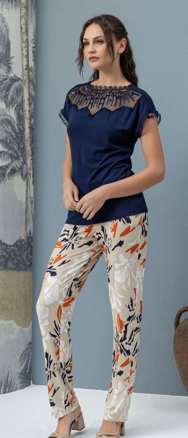 Ipek Mood Navy Lace PJ Set