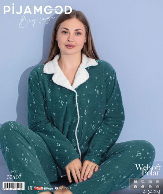 Green - white wool