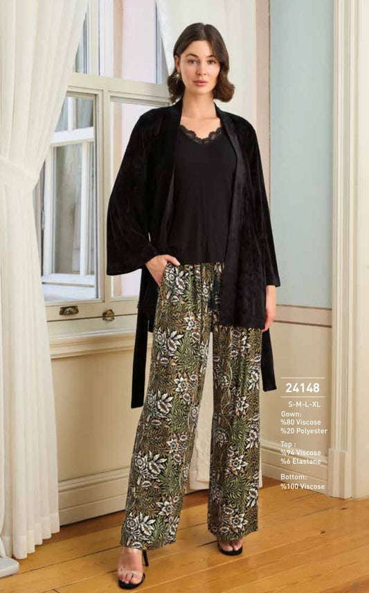 3 Pieces - Velvet robe