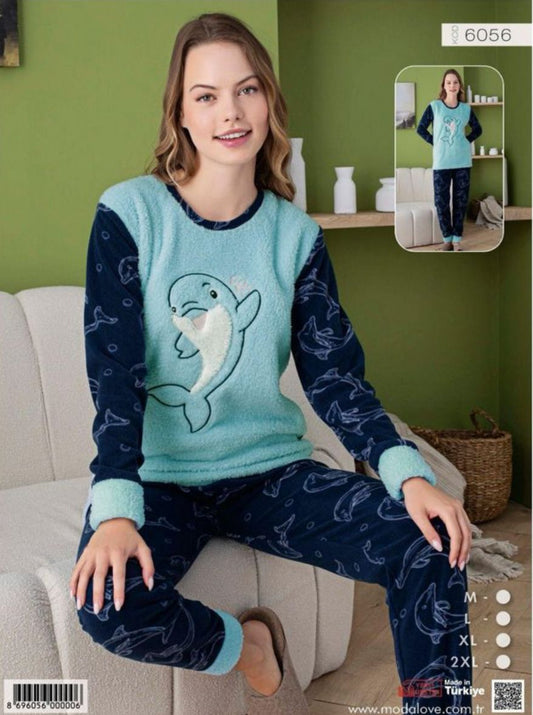 Blue wool - dolphin print