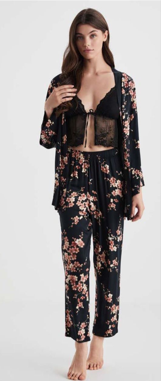 Black Floral Lingerie Set