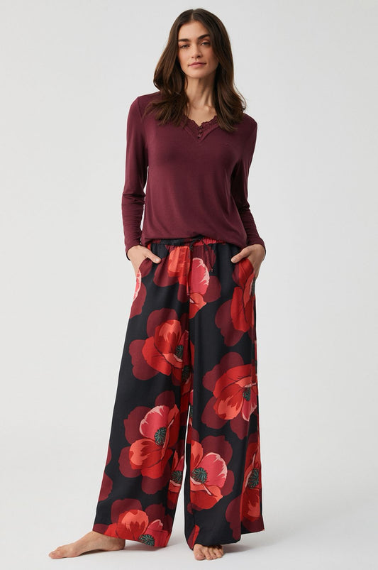 BURGUNDY -RED COLORFUL PANTS