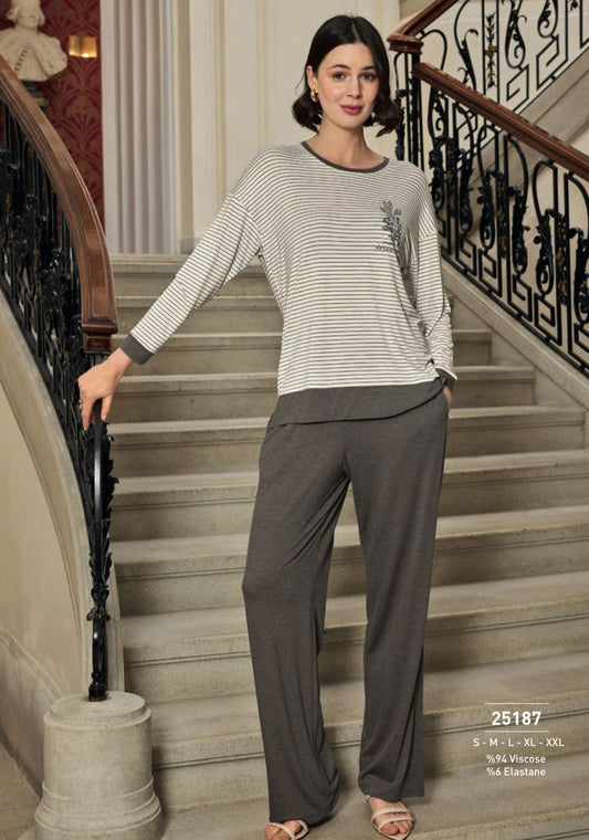 Gray - White PJ